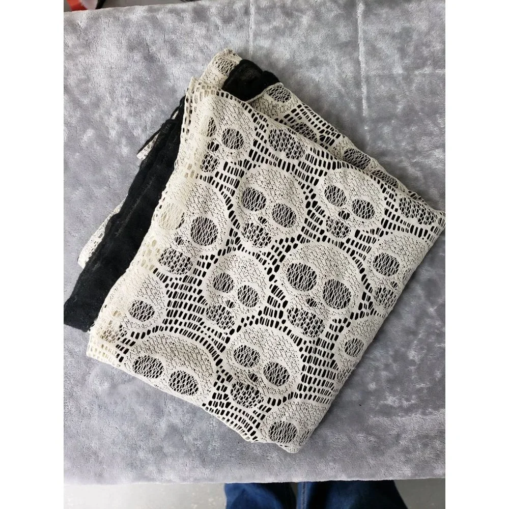 Charlotte Russe Skull Black cream lace infinity‎ scarf